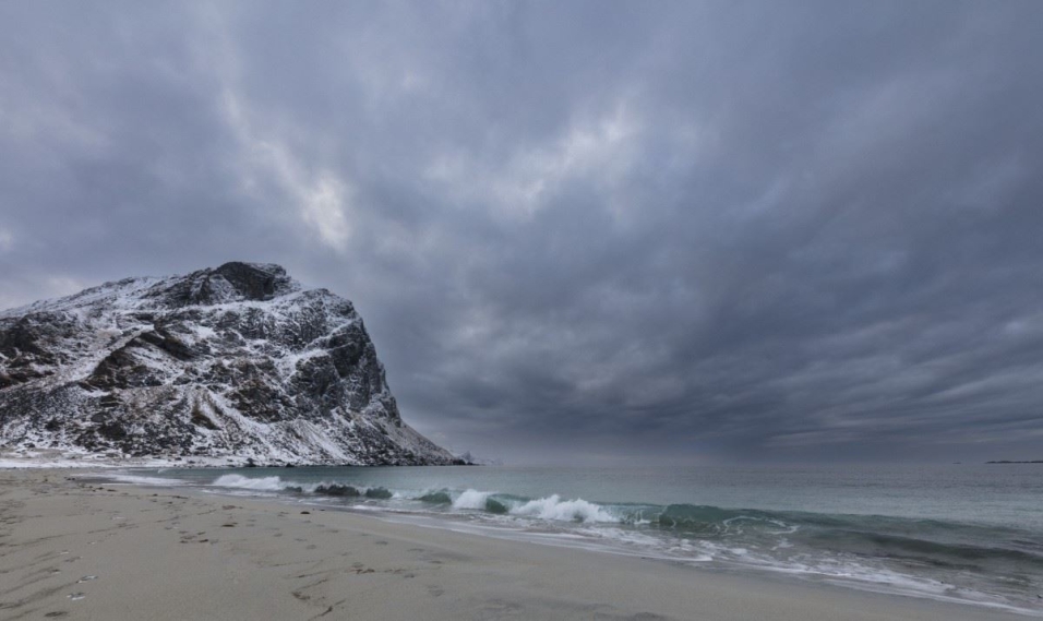 Strand bei Utlaklev, Lofoten, NO
